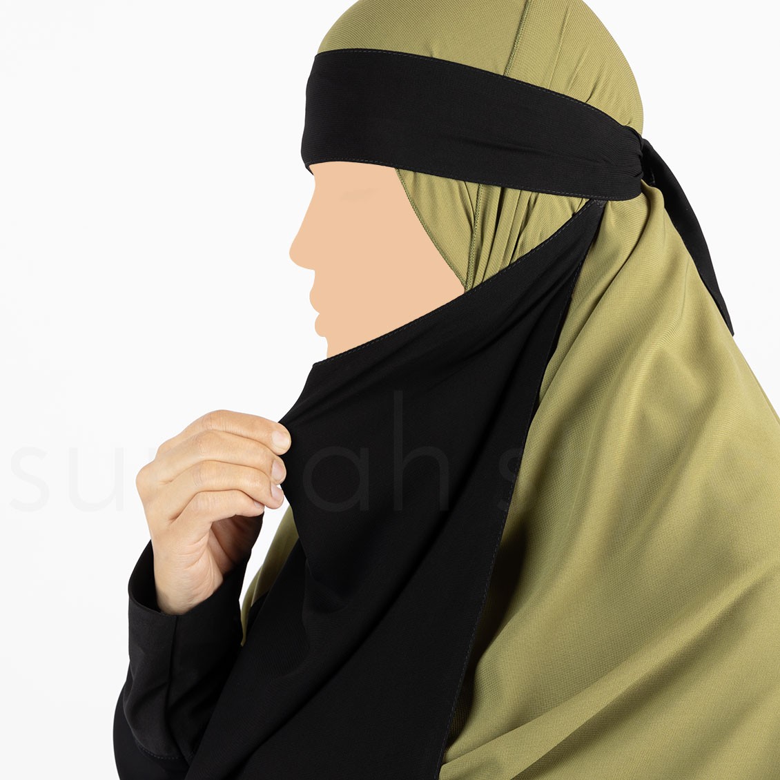 Sunnah Style Pull-Down One Layer Niqab Black